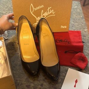 Christian Louboutin Heels Dorissima 100mm Black Patent Leather 38.5 US 8.5